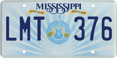 MS license plate LMT376