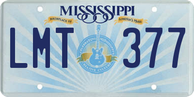 MS license plate LMT377