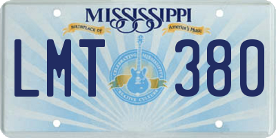 MS license plate LMT380