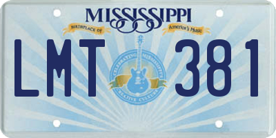 MS license plate LMT381
