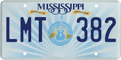 MS license plate LMT382