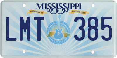 MS license plate LMT385