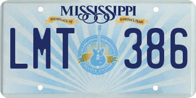 MS license plate LMT386