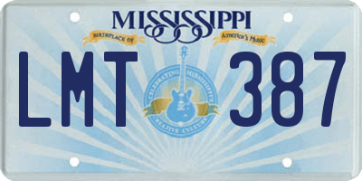 MS license plate LMT387