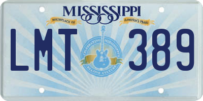 MS license plate LMT389