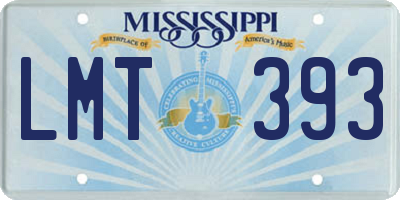 MS license plate LMT393