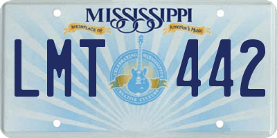 MS license plate LMT442
