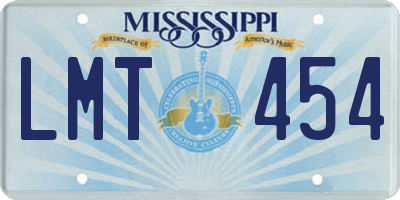 MS license plate LMT454