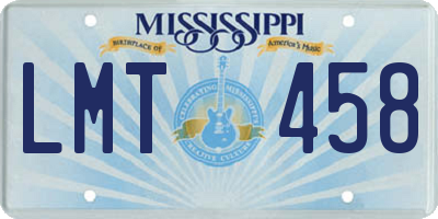 MS license plate LMT458