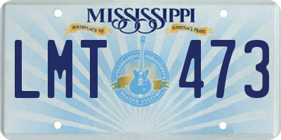MS license plate LMT473