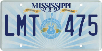 MS license plate LMT475