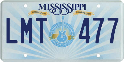 MS license plate LMT477