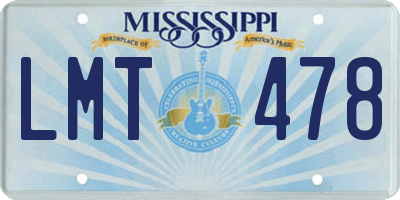 MS license plate LMT478