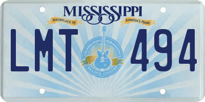 MS license plate LMT494
