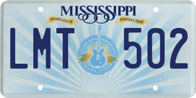 MS license plate LMT502