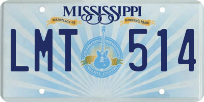 MS license plate LMT514