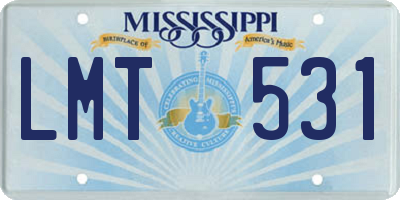 MS license plate LMT531