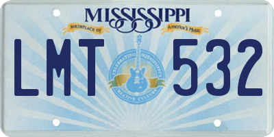 MS license plate LMT532