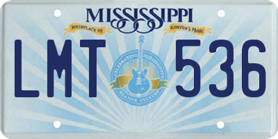 MS license plate LMT536
