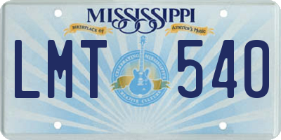 MS license plate LMT540