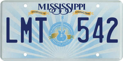 MS license plate LMT542