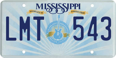 MS license plate LMT543