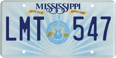 MS license plate LMT547