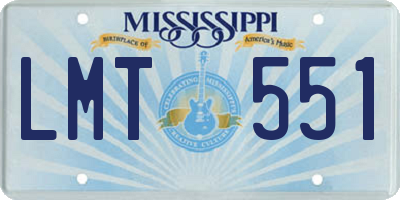 MS license plate LMT551