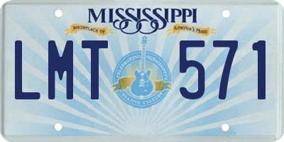 MS license plate LMT571