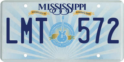 MS license plate LMT572