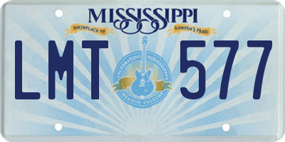 MS license plate LMT577
