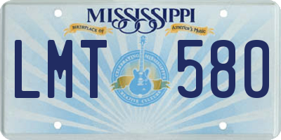 MS license plate LMT580