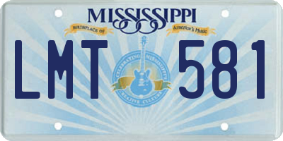 MS license plate LMT581