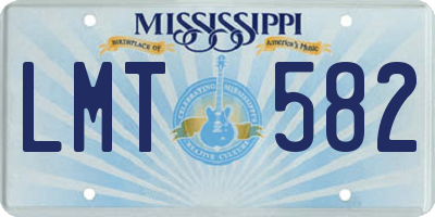 MS license plate LMT582