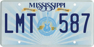MS license plate LMT587