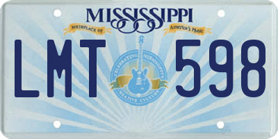 MS license plate LMT598