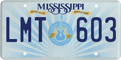 MS license plate LMT603