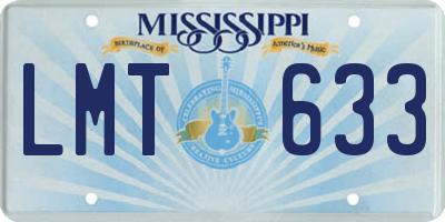 MS license plate LMT633