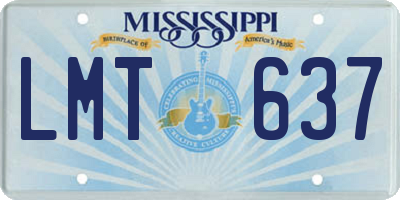 MS license plate LMT637