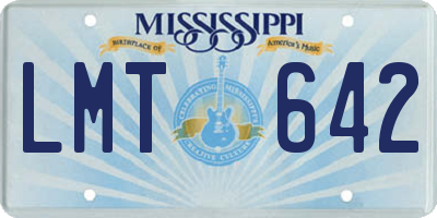 MS license plate LMT642