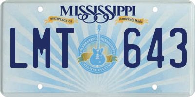 MS license plate LMT643