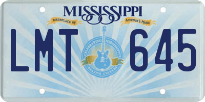 MS license plate LMT645
