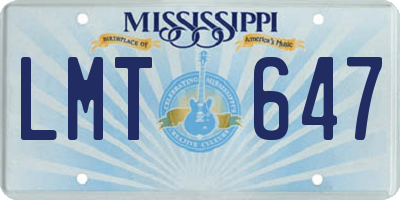 MS license plate LMT647