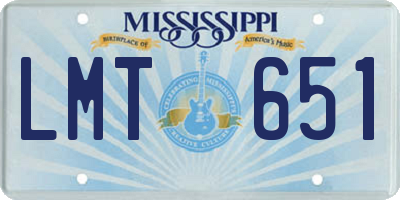 MS license plate LMT651