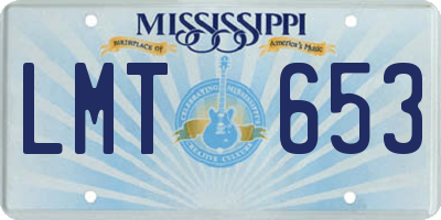 MS license plate LMT653