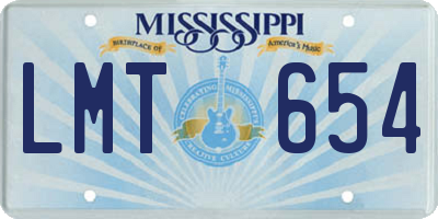 MS license plate LMT654