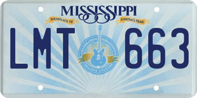 MS license plate LMT663