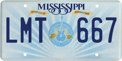 MS license plate LMT667