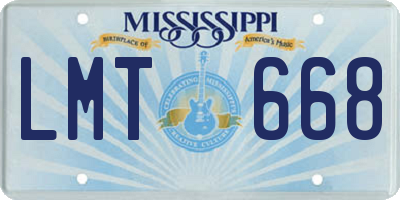 MS license plate LMT668