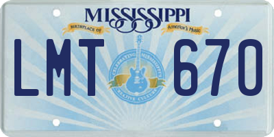 MS license plate LMT670